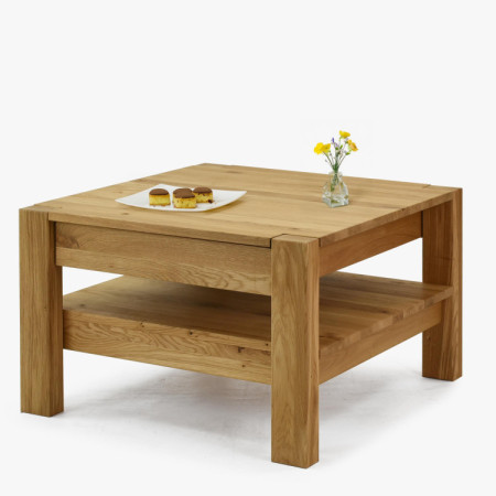 Holz-Couchtisch aus Eiche mit Ablage