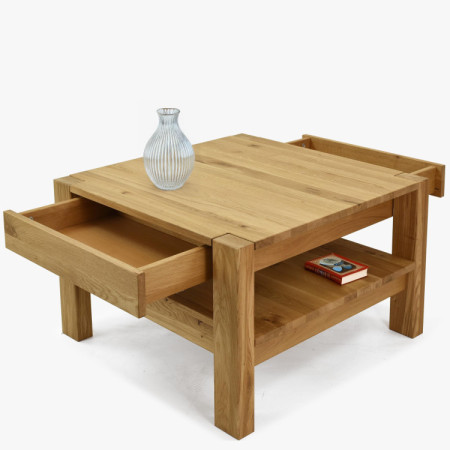 Holz-Couchtisch aus Eiche mit Ablage