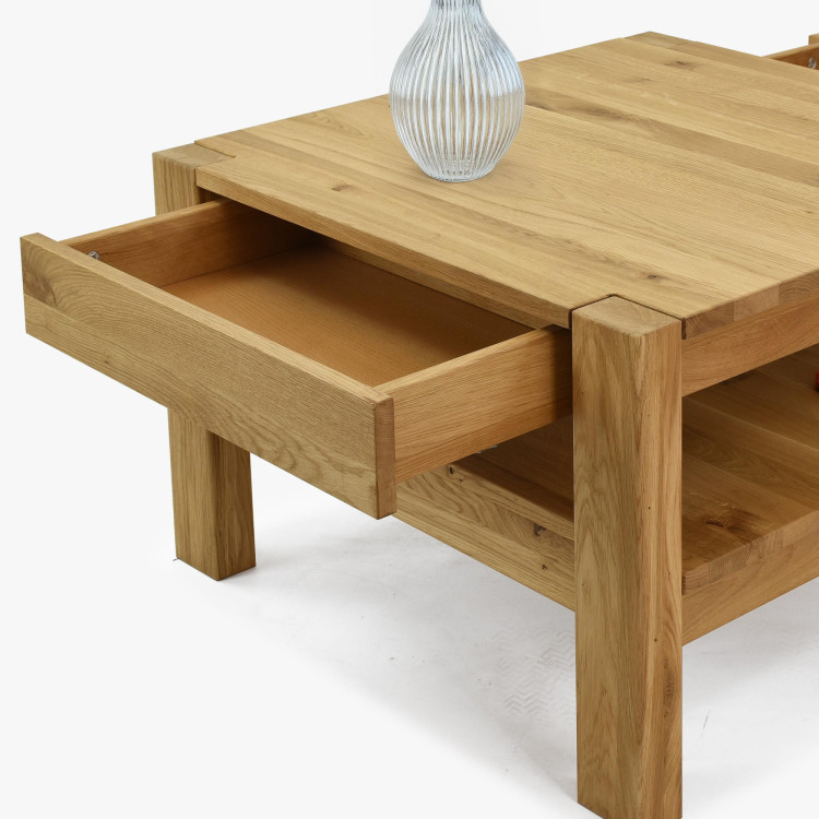 Holz-Couchtisch aus Eiche mit Ablage