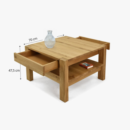 Holz-Couchtisch aus Eiche mit Ablage