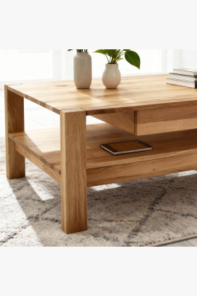 Holz-Esstisch aus Eiche mit Ablagefächern 2