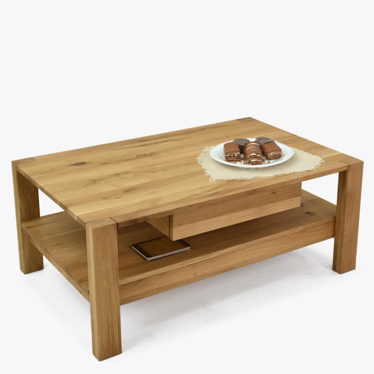 Holz-Esstisch aus Eiche mit Ablagefächern