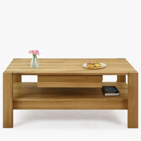 Holz-Esstisch aus Eiche mit Ablagefächern