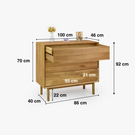 Dubowa Kommode mit Schubladen Oslo II auf Füßen