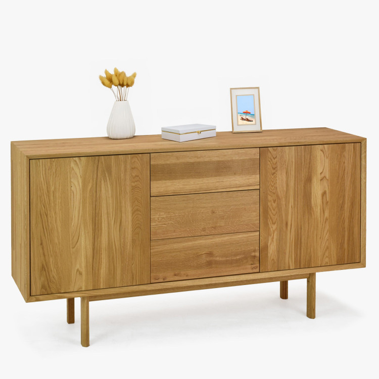 Massive Kommode aus Eiche mit Füßen, Schubladen und Türen Oslo II