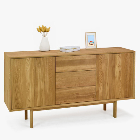 Massive Kommode aus Eiche mit Füßen, Schubladen und Türen Oslo II