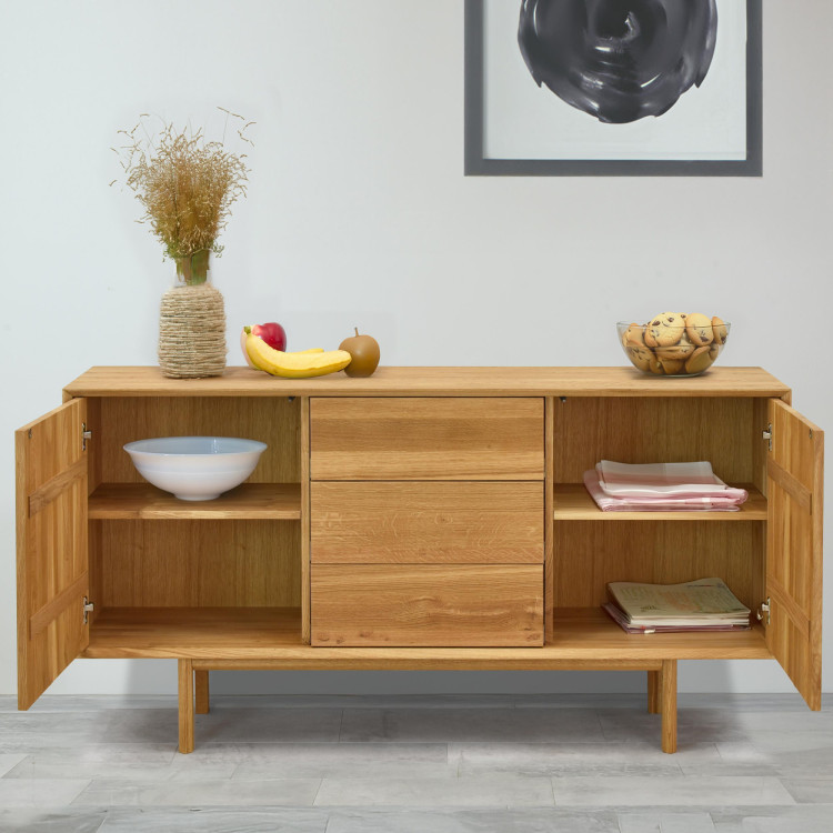 Massive Kommode aus Eiche mit Füßen, Schubladen und Türen Oslo II