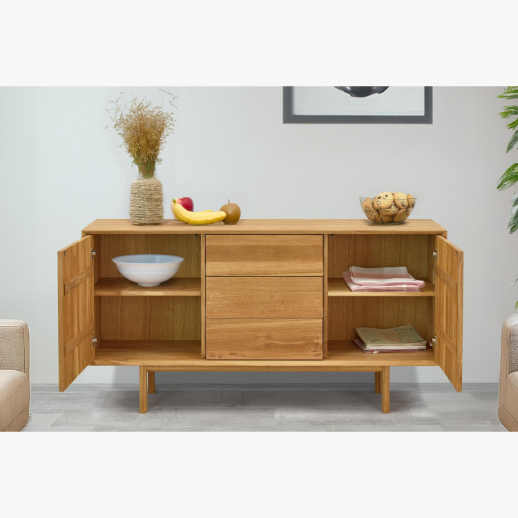 Massive Kommode aus Eiche mit Füßen, Schubladen und Türen Oslo II