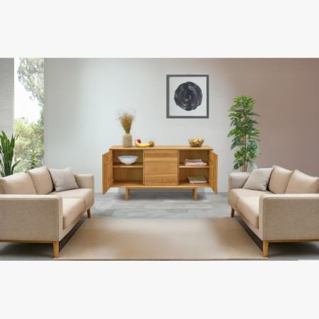 Massive Kommode aus Eiche mit Füßen, Schubladen und Türen Oslo II