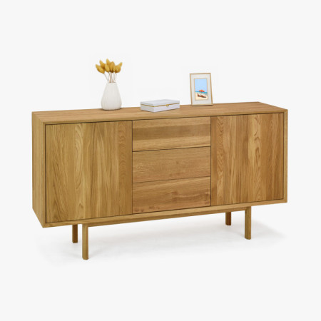 Massive Kommode aus Eiche mit Füßen, Schubladen und Türen Oslo II