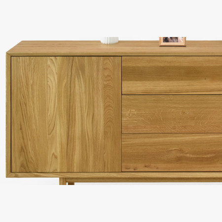Massive Kommode aus Eiche mit Füßen, Schubladen und Türen Oslo II