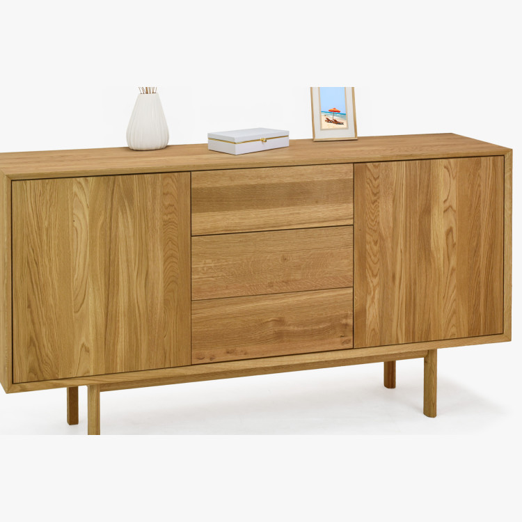 Massive Kommode aus Eiche mit Füßen, Schubladen und Türen Oslo II