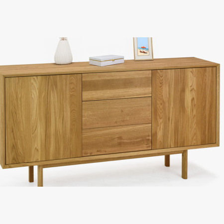 Massive Kommode aus Eiche mit Füßen, Schubladen und Türen Oslo II