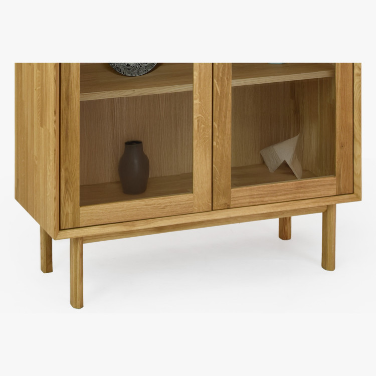 Obývwand aus massiver Eiche mit Vitrinen und TV-Kommode