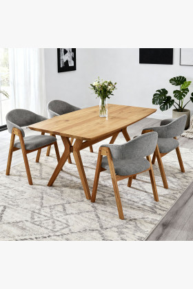 Dubový Esstisch oval 180 × 90 cm und Stühle Arco