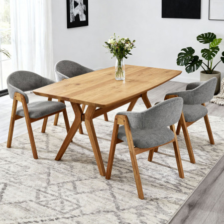 Dubový Esstisch oval 180 × 90 cm und Stühle Arco