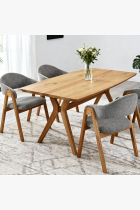 Dubový Esstisch oval 180 × 90 cm und Stühle Arco 2