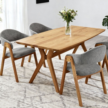 Dubový Esstisch oval 180 × 90 cm und Stühle Arco