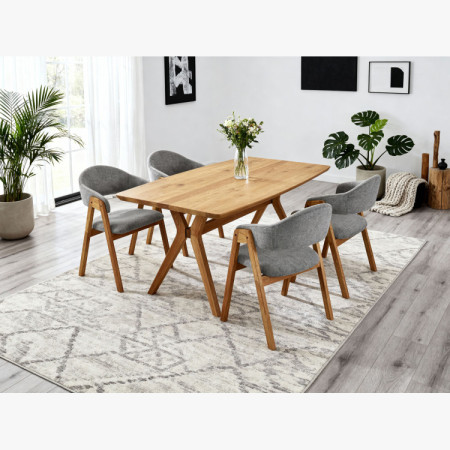 Dubový Esstisch oval 180 × 90 cm und Stühle Arco