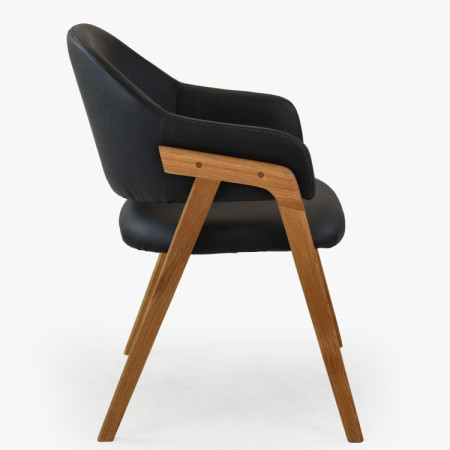 Dubový Esstisch oval 180 × 90 cm und Stühle Beny schwarz