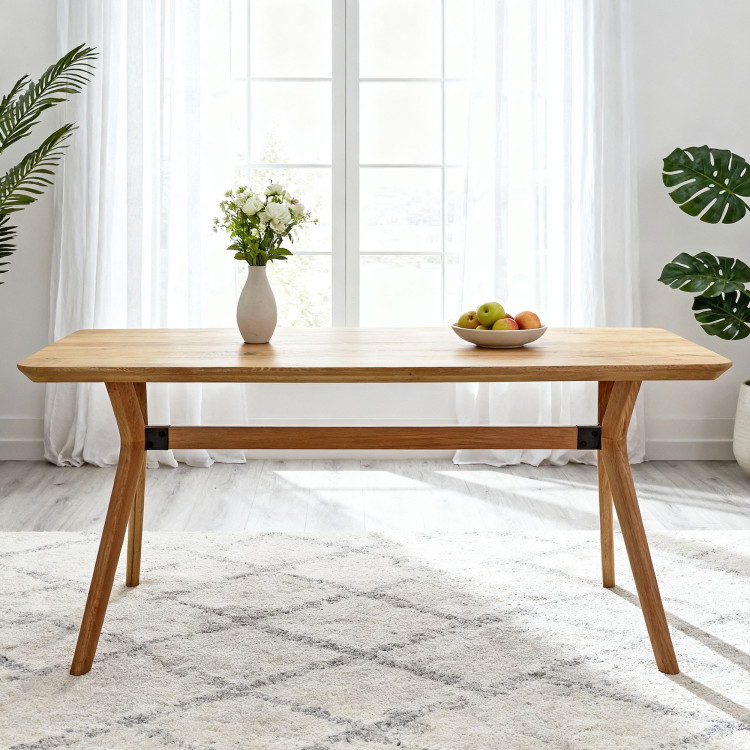 Dubový Esstisch oval 180 × 90 cm und Stühle Beny schwarz