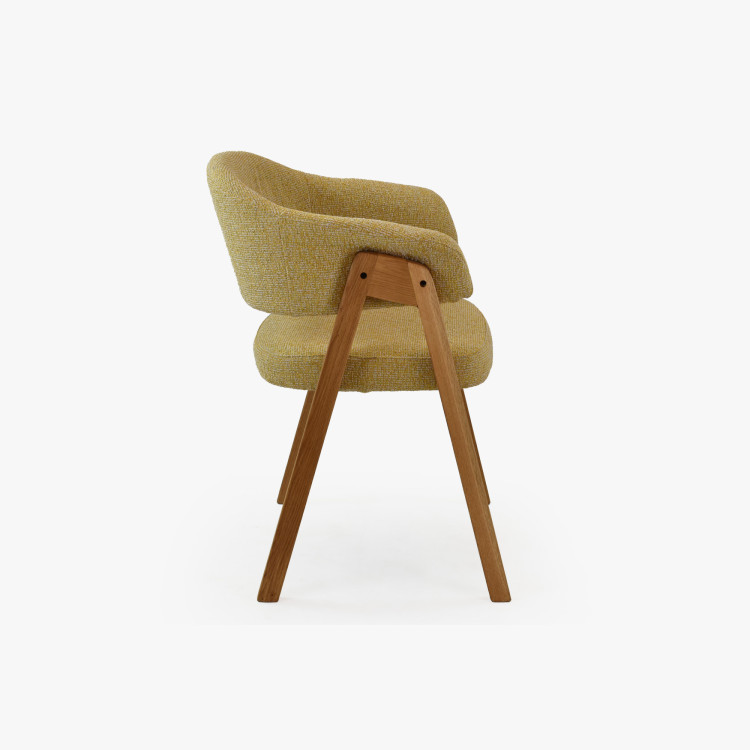 Dubowy ovaler Esstisch 180 × 90 cm und gelber Stuhl Mona