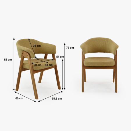 Dubowy ovaler Esstisch 180 × 90 cm und gelber Stuhl Mona