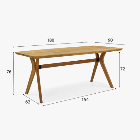 Dubowy ovaler Esstisch 180 × 90 cm und gelber Stuhl Mona