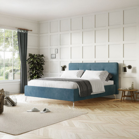 Čalouněná postel s úložným prostorem blau, 180 x 200 cm