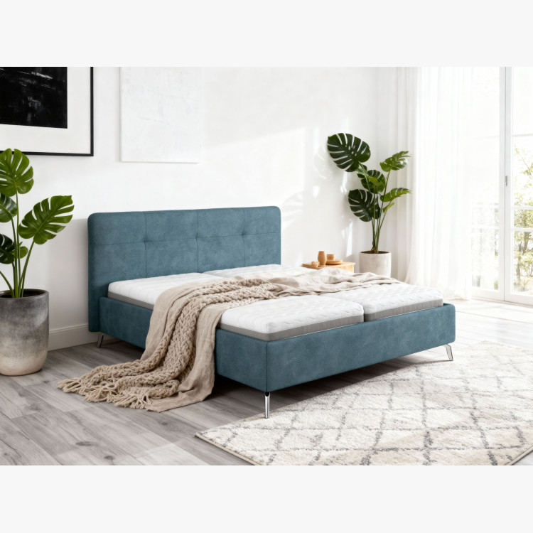 Čalouněná postel s úložným prostorem blau, 180 x 200 cm