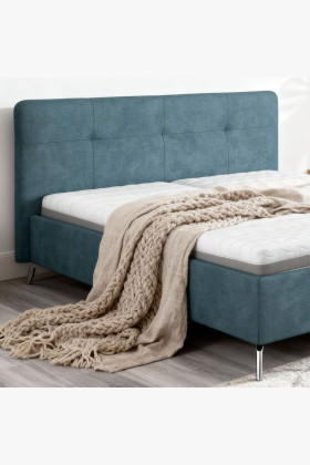 Čalouněná postel s úložným prostorem modrá, 160 x 200 cm 2