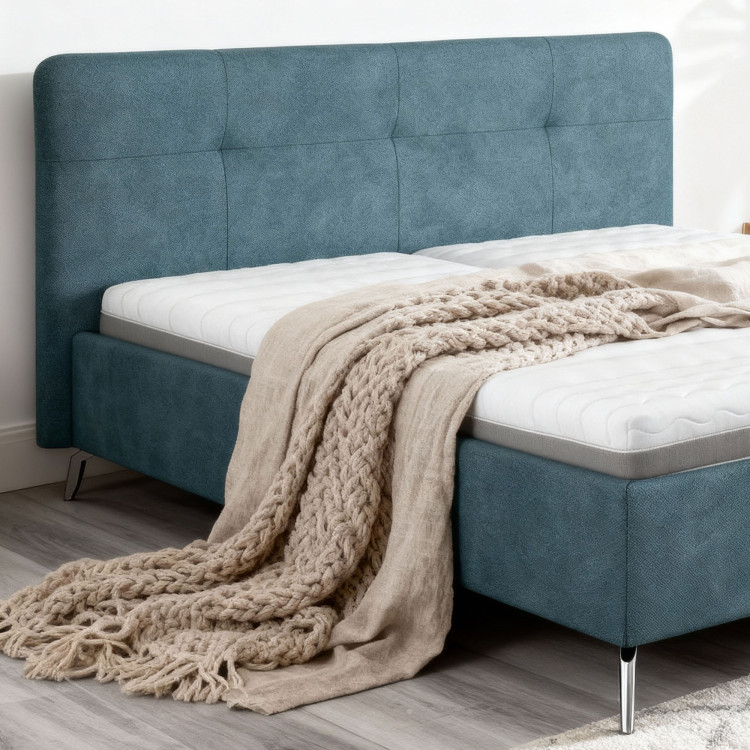 Čalouněná postel s úložným prostorem modrá, 160 x 200 cm