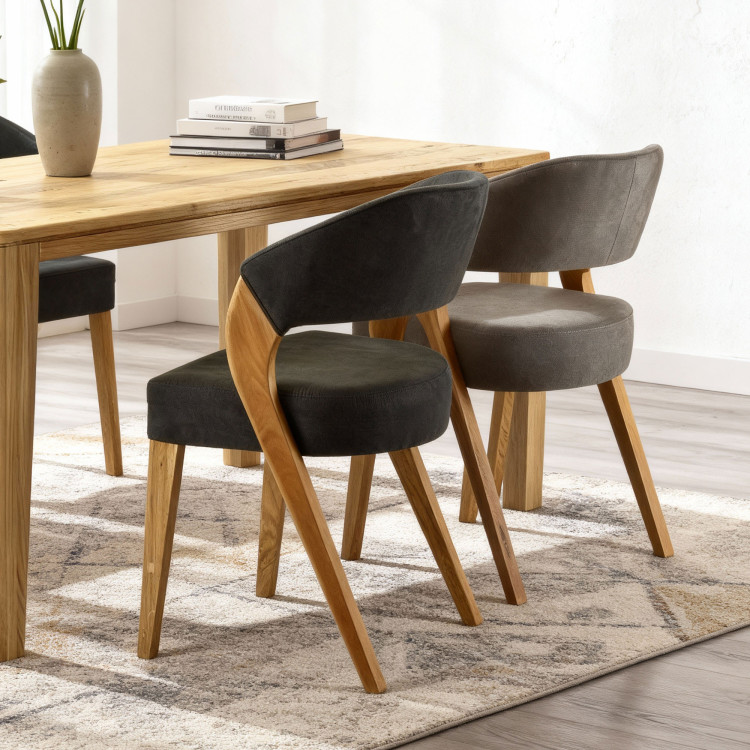 Luxuriöser Esszimmerstuhl Almondo aus Eiche inklusive Eichenholz-Tisch York für 4 - 8 Personen