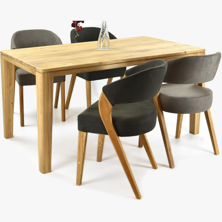 Luxuriöser Esszimmerstuhl Almondo aus Eiche inklusive Eichenholz-Tisch York für 4 - 8 Personen