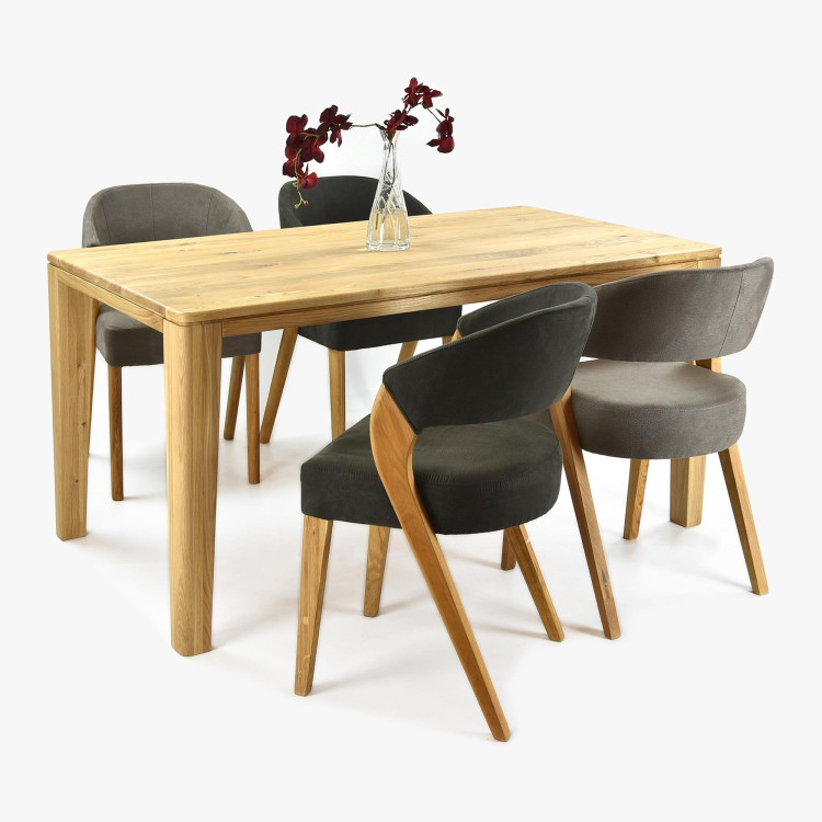 Luxuriöser Esszimmerstuhl Almondo aus Eiche inklusive Eichenholz-Tisch York für 4 - 8 Personen