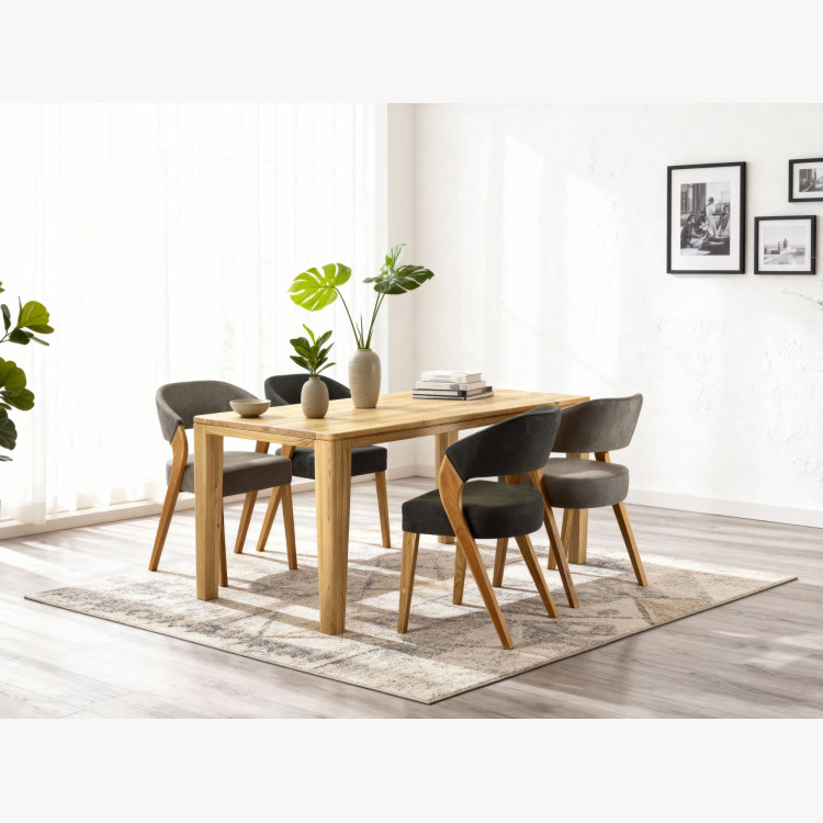 Luxuriöser Esszimmerstuhl Almondo aus Eiche inklusive Eichenholz-Tisch York für 4 - 8 Personen