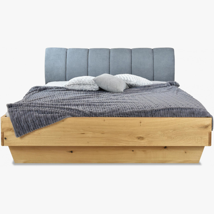 Massivholzbett 180 x 200 mit Stauraum und gepolstertem Kopfteil