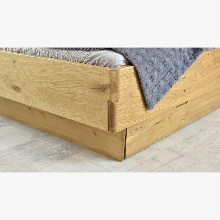 Massivholzbett 180 x 200 mit Stauraum und gepolstertem Kopfteil