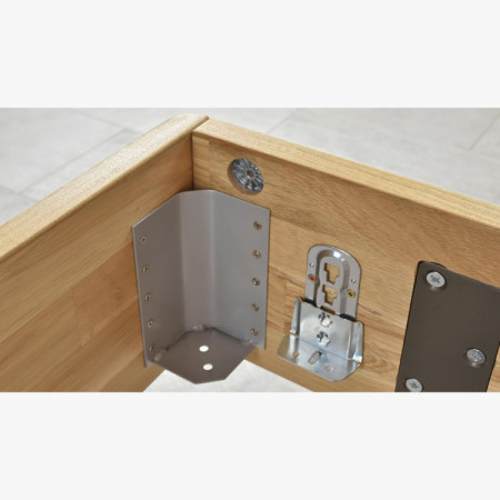 Massivholzbett 180 x 200 mit Stauraum und gepolstertem Kopfteil