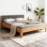 Massivholz Eiche Bett 180x200 cm mit Stoffkopfteil und