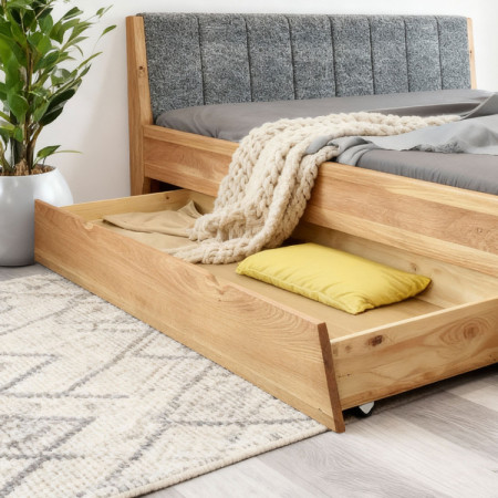 Eiche Bett 180 x 200 cm mit gepolstertem Kopfteil