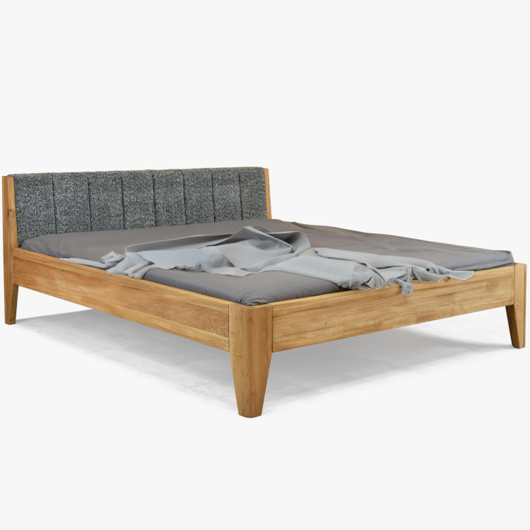 Eiche Bett 180 x 200 cm mit gepolstertem Kopfteil