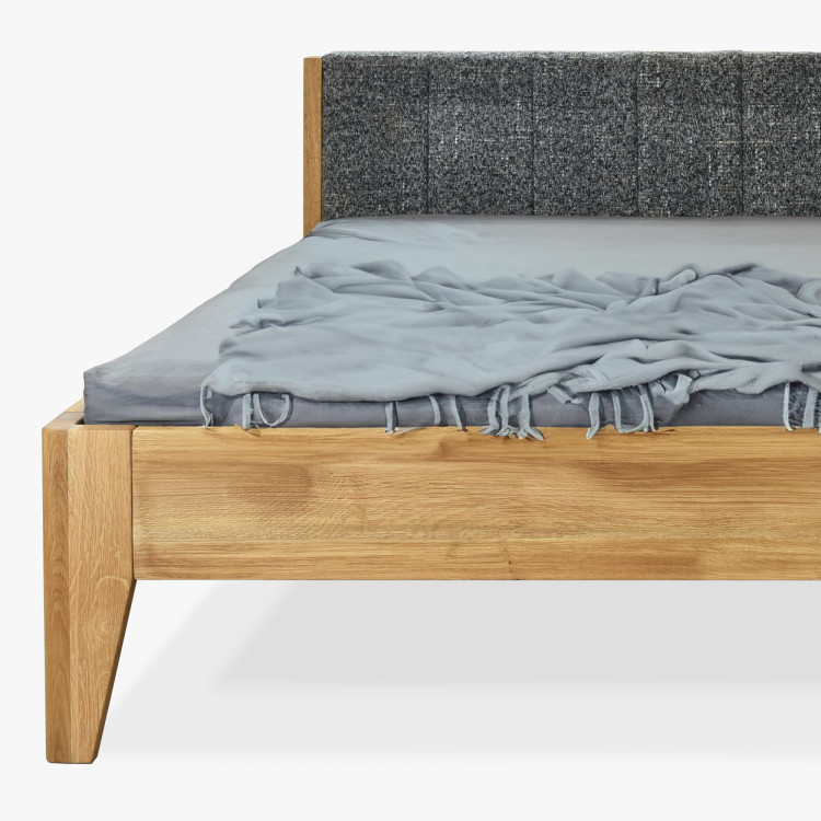 Eiche Bett 180 x 200 cm mit gepolstertem Kopfteil