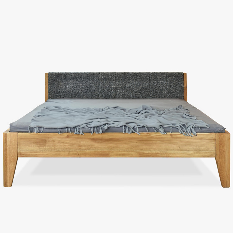 Eiche Bett 180 x 200 cm mit gepolstertem Kopfteil