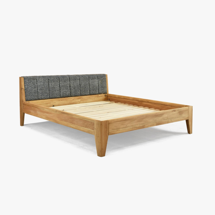 Eiche Bett 180 x 200 cm mit gepolstertem Kopfteil