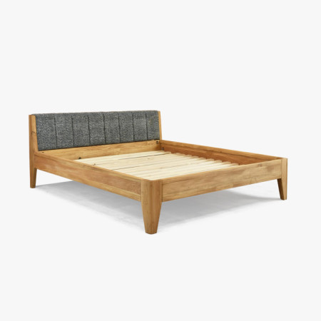 Eiche Bett 180 x 200 cm mit gepolstertem Kopfteil
