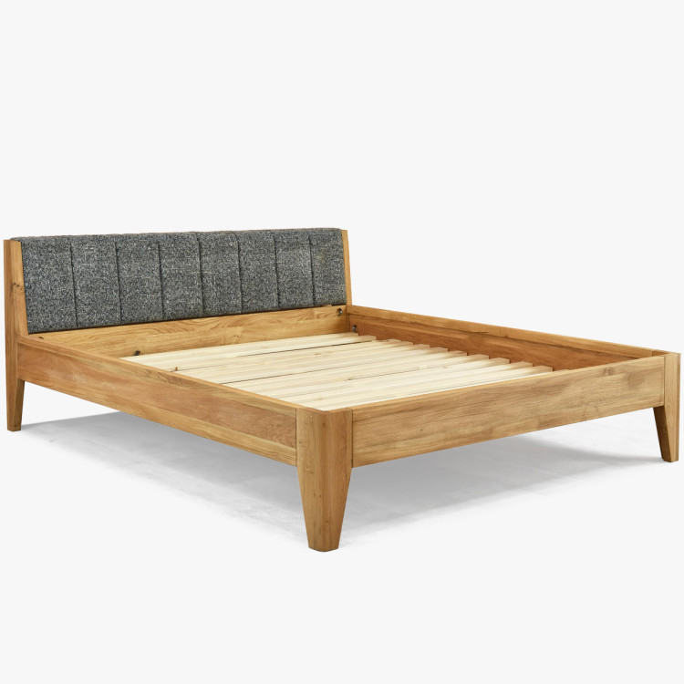 Eiche Bett 180 x 200 cm mit gepolstertem Kopfteil