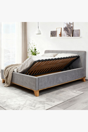 Manchettbett auf Füßen mit Stauraum 180 x 200 cm 2