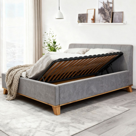 Manchettbett auf Füßen mit Stauraum 180 x 200 cm