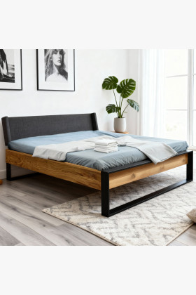 Eichenbett mit Metallfüßen 180 x 200 cm